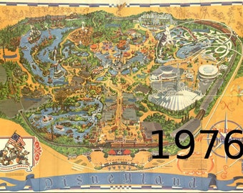 Disneyland map print Etsy photo relating to Printable Disneyland Maps known as Disneyland map print Etsy